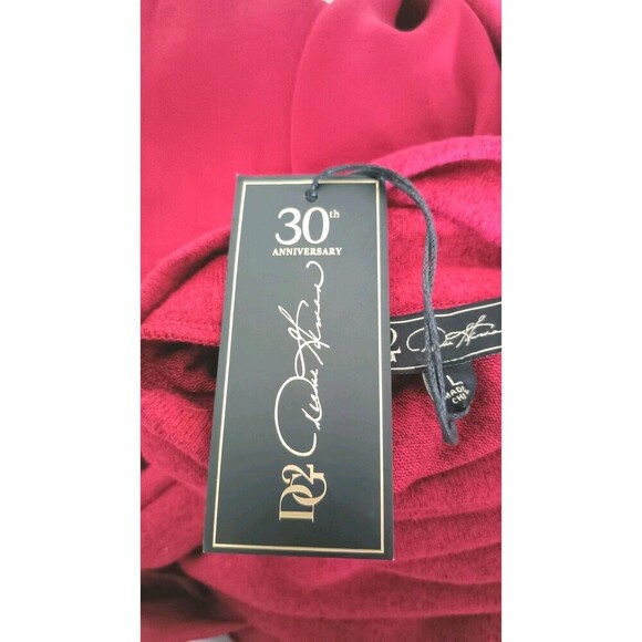 DG2 by Diane Gilman Sweater Knit Tunic Satin Size Large Turtle Neck Red New - Picture 5 of 8